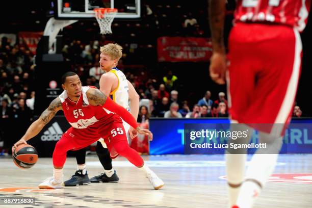 Curtis Jerrells, #55 of AX Armani Exchange Olimpia Milan in action during the 2017/2018 Turkish Airlines EuroLeague Regular Season Round 11 game...