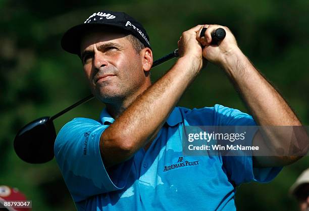 Rocco Mediate tees off on the 9th hole during the first round of the AT&T National at the Congressional Country Club on July 2, 2009 in Bethesda,...