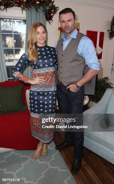Actress Ellen Hollman and husband stunt performer Stephen Dunlevy visit Hallmark's "Home & Family" at Universal Studios Hollywood on December 7, 2017...