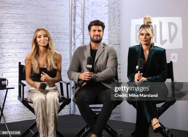 Lauren Pope, Dan Edgar and Chloe Simms from The Only Way Is Essex visit BUILD London on December 7, 2017 in London, England.