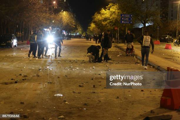 Serious fights among police and and a group of demonstrators during violent protests in Thessaloniki on Wednesday 6, December, marking the...