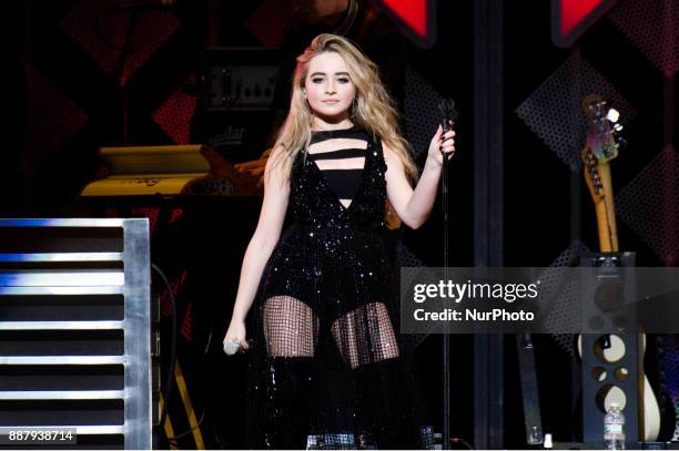 Sabrina Carpenter performs onstage during the Q102's iHeartRadio Jingle Ball 2017 at the Wells Fargo Center in Philadelphia, PA, on December 6, 2017.