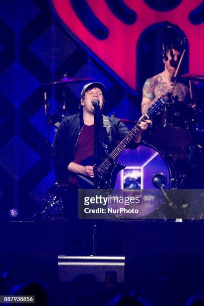 Fall Out Boy performs onstage during the Q102's iHeartRadio Jingle Ball 2017 at the Wells Fargo Center in Philadelphia, PA, on December 6, 2017.