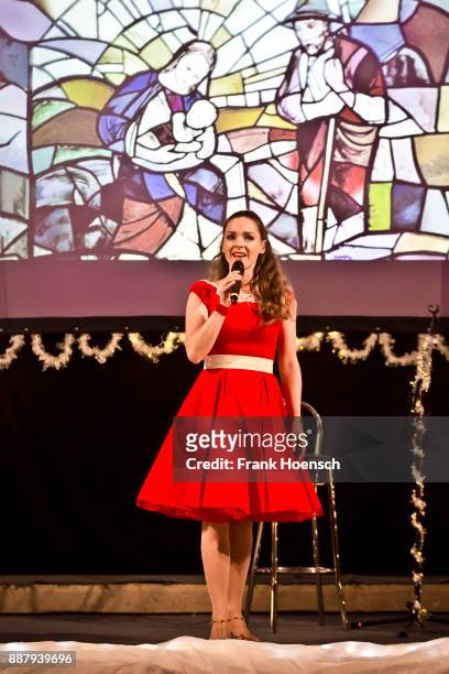 German singer Dominique Lacasa performs live on stage in support of Frank Schoebel during a concert at the Gethsemanekirche on December 7, 2017 in...