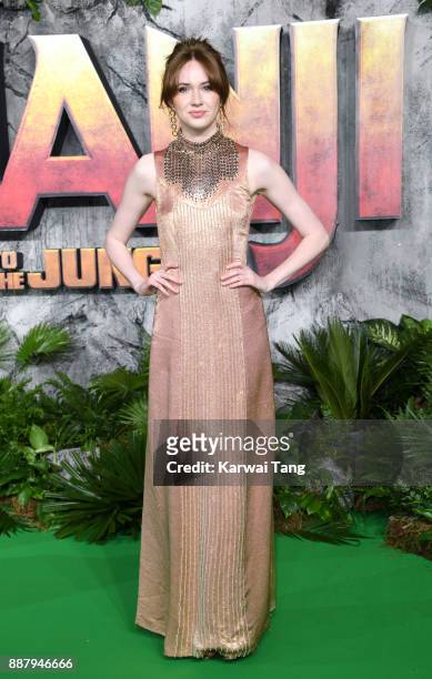 Karen Gillan attends the UK premiere of "Jumanji: Welcome To The Jungle" at Vue West End on December 7, 2017 in London, England.