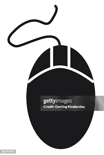 black and white digital illustration of computer mouse - computer mouse overhead stock illustrations