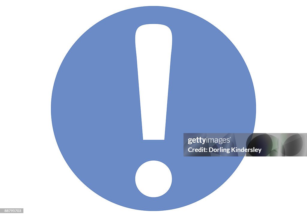 Digital illustration of exclamation mark inside blue circle