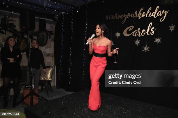 Actress & Model Karrueche Tran hosts the Curve Fragrances Holiday Party at Arlo NoMad on December 7, 2017 in New York City.