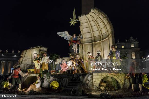 Inauguration of the Nativity Scene and lighting of the Christmas Tree in St. Peter's Square in Vatican City, Vatican on December 07, 2017. The...