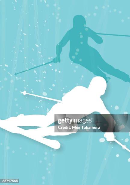 man alpine skiing - facing challenge stock illustrations