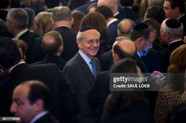 Supreme Court Justice Stephen Breyer attends a Hanukkah reception hosted by US President Donald Trump in the East Room of the White House in...