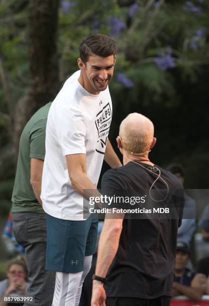 Michael Phelps attends a public training session as an Under Armour Ambassador at The Rosedal on December 7, 2017 in Buenos Aires, Argentina.