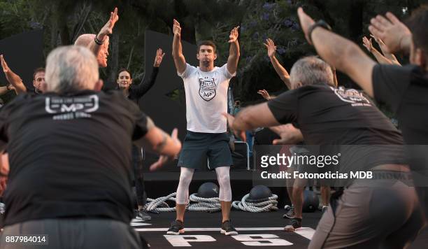Michael Phelps attends a public training session as an Under Armour Ambassador at The Rosedal on December 7, 2017 in Buenos Aires, Argentina.