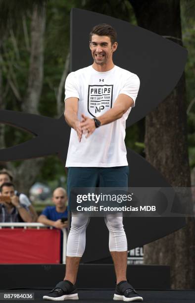 Michael Phelps attends a public training session as an Under Armour Ambassador at The Rosedal on December 7, 2017 in Buenos Aires, Argentina.