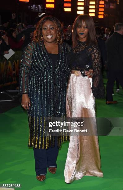 Chizzy Akudolu and Oti Mabuse attend the UK Premiere of "Jumanji: Welcome To The Jungle" at Vue West End on December 7, 2017 in London, England.