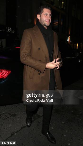 Jonny Mitchell seen on a night out with Tina Stinnes arriving at Mahiki club in Mayfair on December 7, 2017 in London, England.