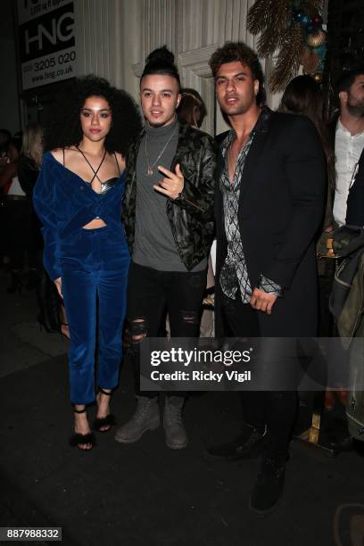 Shereen Cutkelvin, Kyle Cutkelvin and Jay Cutkelvin of The Cutkelvins seen arriving at Mahiki club in Mayfair on December 7, 2017 in London, England.