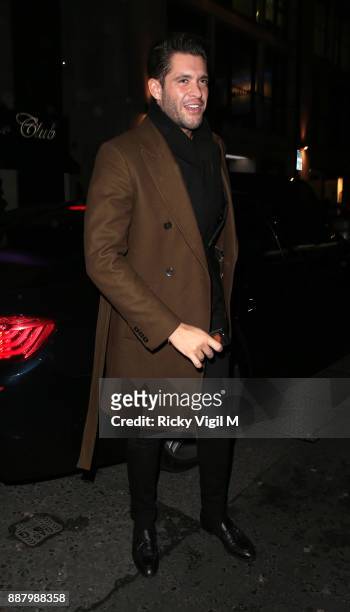 Jonny Mitchell seen on a night out with Tina Stinnes arriving at Mahiki club in Mayfair on December 7, 2017 in London, England.