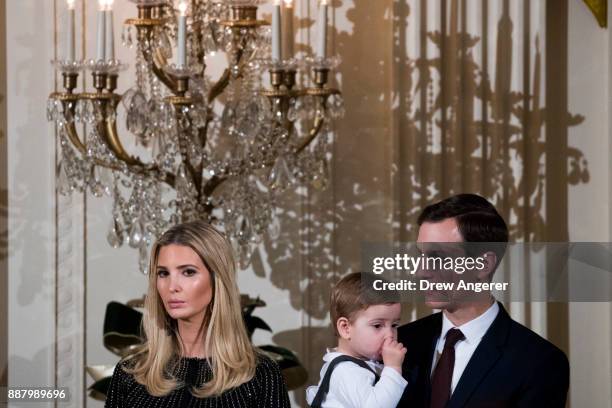 Ivanka Trump, daughter and advisor to U.S. President Donald Trump, son Theodore Kushner, and White House Senior Advisor to the President Jared...