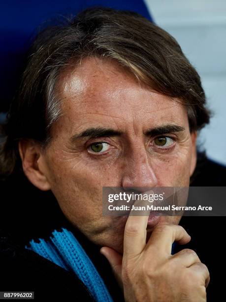 Head coach Roberto Mancini of of Zenit St. Petersburg looks on prior to the start the UEFA Europa League group L football match between Real Sociedad...