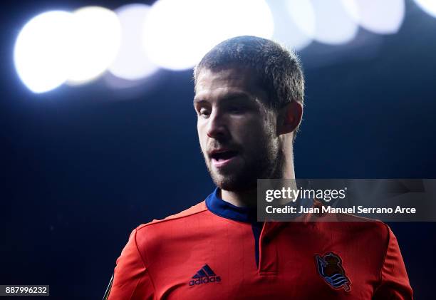 Inigo Martinez of Real Sociedad reacts during the UEFA Europa League group L football match between Real Sociedad de Futbol and FC Zenit Saint...