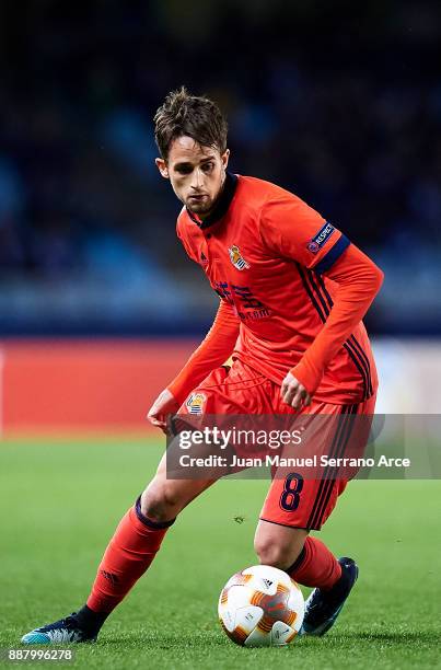 Adnan Januzaj of Real Sociedad controls the ball during the UEFA Europa League group L football match between Real Sociedad de Futbol and FC Zenit...