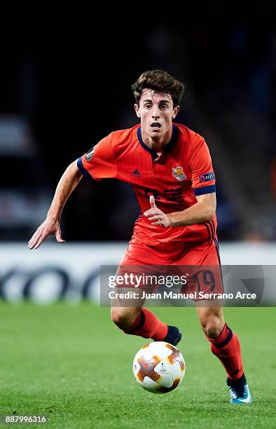 Alvaro Odriozola of Real Sociedad controls the ball during the UEFA Europa League group L football match between Real Sociedad de Futbol and FC Zenit...