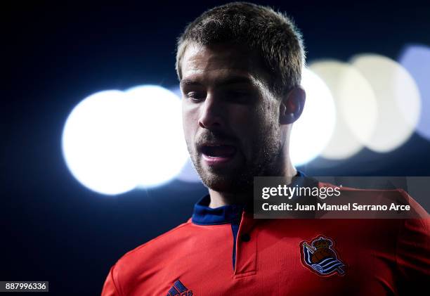 Inigo Martinez of Real Sociedad reacts during the UEFA Europa League group L football match between Real Sociedad de Futbol and FC Zenit Saint...