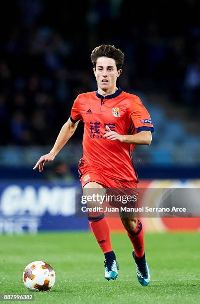 Alvaro Odriozola of Real Sociedad controls the ball during the UEFA Europa League group L football match between Real Sociedad de Futbol and FC Zenit...