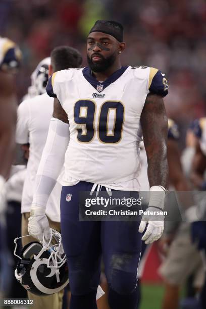 Nose tackle Michael Brockers of the Los Angeles Rams on the sidelines during the NFL game against the Arizona Cardinals at the University of Phoenix...
