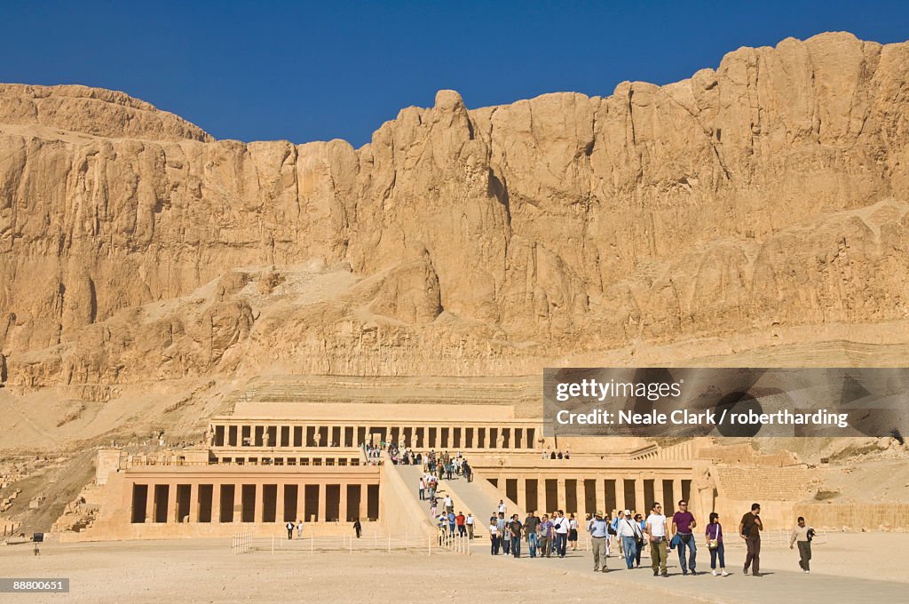 Tourists Visiting The Rebuilt Temple Of Hatshepsut Deir El Bahari West