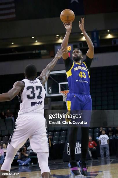 James Southerland of the Santa Cruz Warriors shoots the ball against the Austin Spurs on December 7, 2017 at H-E-B Center at Cedar Park in Cedar...