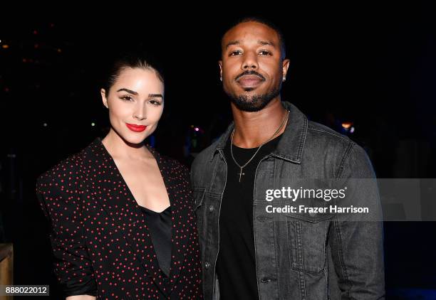 Olivia Culpo and Michael B. Jordan celebrate Miami Art Week at the American Express Platinum House at The Miami Beach EDITION on December 7, 2017 in...