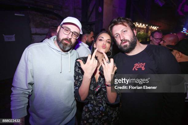 Sido , Juju of 'SXTN' and Paul Ripke attend the 1Live Krone at Jahrhunderthalle on December 7, 2017 in Bochum, Germany.