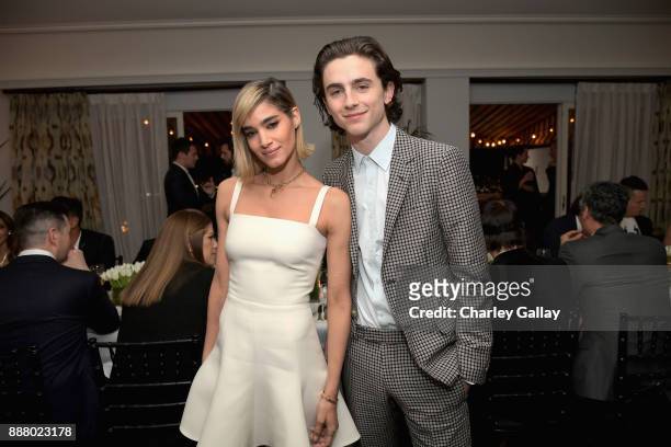 Sofia Boutella and Timothée Chalamet attend GQ and Dior Homme private dinner in celebration of The 2017 GQ Men Of The Year Party at Chateau Marmont...
