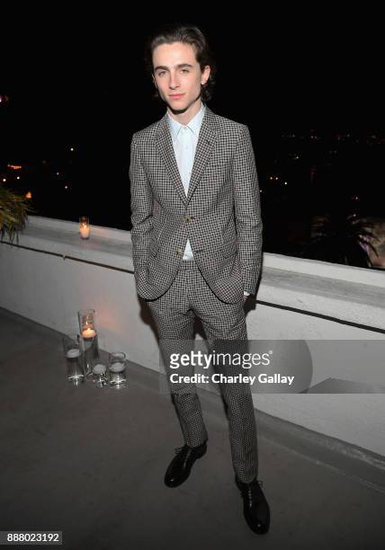 Timothée Chalamet attends GQ and Dior Homme private dinner in celebration of The 2017 GQ Men Of The Year Party at Chateau Marmont on December 7, 2017...