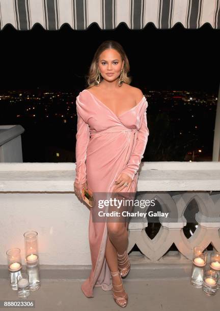 Chrissy Teigen attends GQ and Dior Homme private dinner in celebration of The 2017 GQ Men Of The Year Party at Chateau Marmont on December 7, 2017 in...