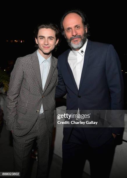 Timothée Chalamet and Luca Guadagnino attend GQ and Dior Homme private dinner in celebration of The 2017 GQ Men Of The Year Party at Chateau Marmont...