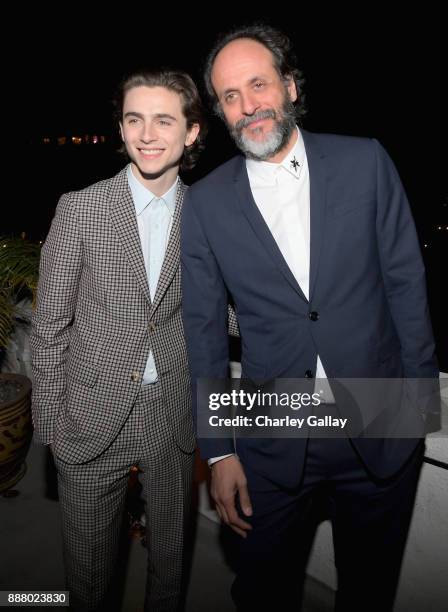 Timothée Chalamet and Luca Guadagnino attend GQ and Dior Homme private dinner in celebration of The 2017 GQ Men Of The Year Party at Chateau Marmont...