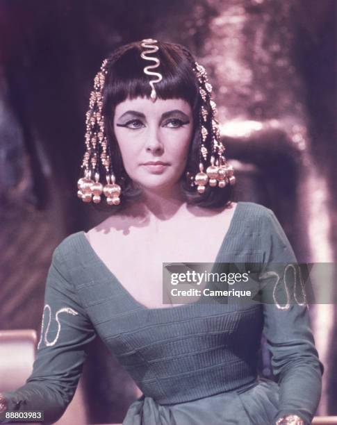 Portrait of the actress Elizabeth Taylor in the title role from the movie Cleopatra, 1963.