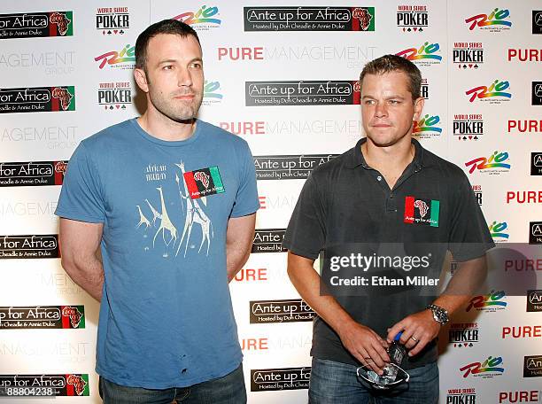 Actors Ben Affleck and Matt Damon arrive at the Ante Up for Africa celebrity poker tournament at the Rio Hotel & Casino July 2, 2009 in Las Vegas,...