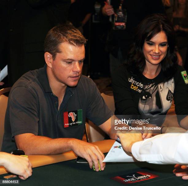 Matt Damon and Tiffany Michelle attends at the 3rd Annual Ante Up for Africa Poker Tournament at The Rio Hotel And Casino Resort on July 2, 2009 in...
