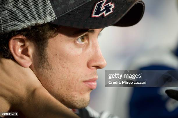 Andrea Dovizioso of Italy and Repsol Honda Team looks on during the press conference for MotoGP World Championship U.S. GP at Mazda Raceway Laguna...