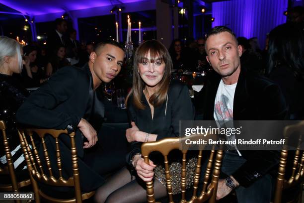 Stylist Olivier Rousteing, Babeth Djian and stylist Alexandre Vauthier attend the Annual Charity Dinner hosted by the AEM Association Children of the...