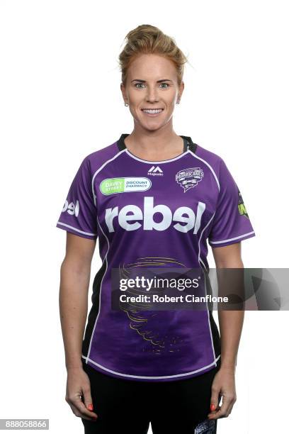 Lauren Winfield of the Hurricanes poses during the Hobart Hurricanes WBBL Headshots Session on December 4, 2017 in Hobart, Australia.