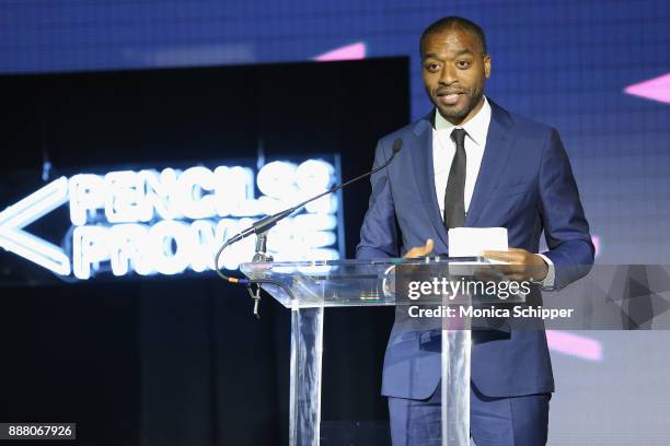 Actor and Activist Award Honoree Chiwetel Ejiofor accepts award onstage during the Chivas Regal Cocktail Hour at Pencils of Promise Gala 2017 on...