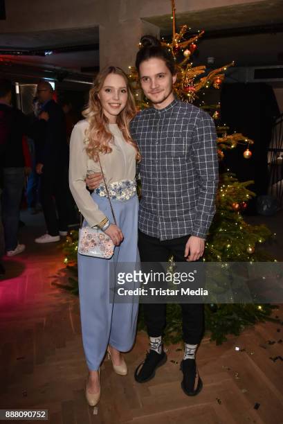 Lina Larissa Strahl and her boyfriend Tilman Poerzgen during the Medienboard Pre-Christmas Party at Schwuz at Saeaelchen on December 7, 2017 in...