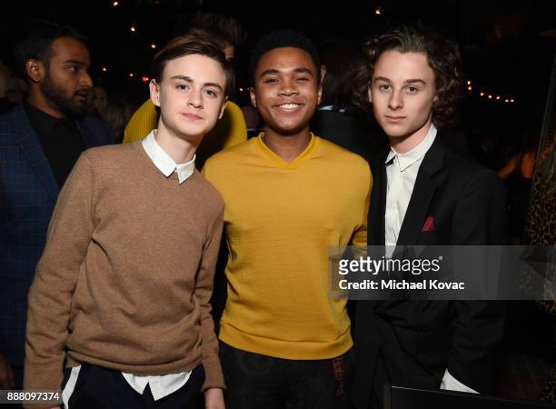 Jaeden Lieberher, Chosen Jacobs, and Wyatt Oleff attend the 2017 GQ Men of the Year Party at Chateau Marmont on December 7, 2017 in Los Angeles,...