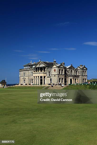 The Royal and Ancient Golf Club of St Andrews Clubhouse and the green on the par 4, 18th hole on the Old Course on July 2, 2009 in St Andrews,...