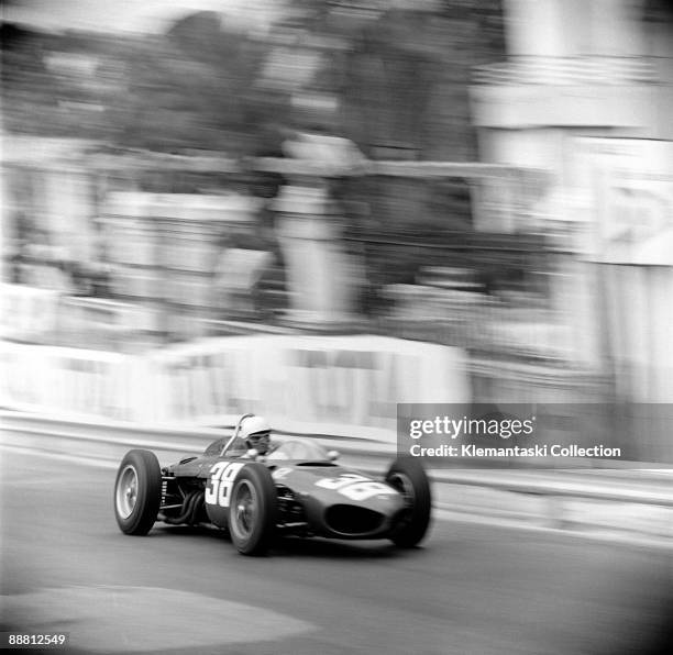 The Monaco Grand Prix; Monte Carlo, May 14, 1961. Phil Hill climbs the Ste. Devote hill to Casino Square in the new Carlo Chiti-designed Ferrari...